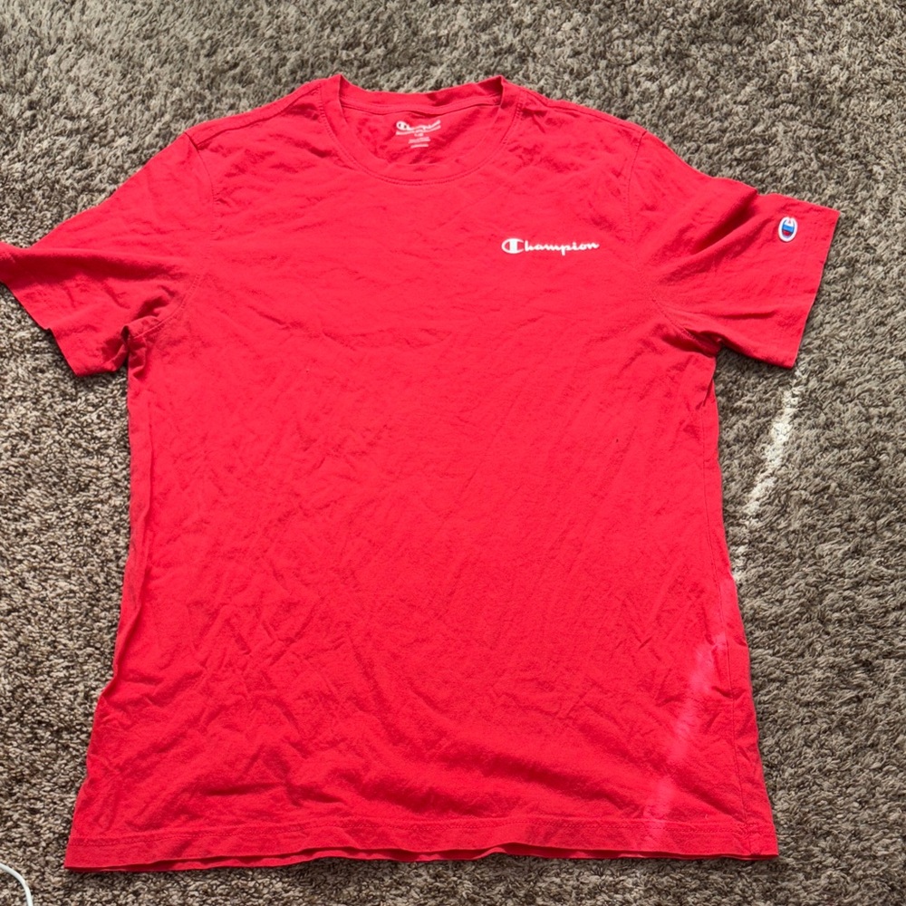 Champion Men's Bright Red Short Sleeve Tee Size Large